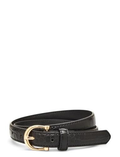 Mango Crocodile Effect Belt Svart