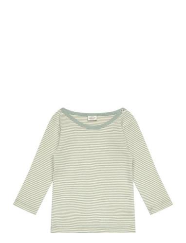 Mads Nørgaard Soft Mini Striped Tobinino Tee Ls Grön