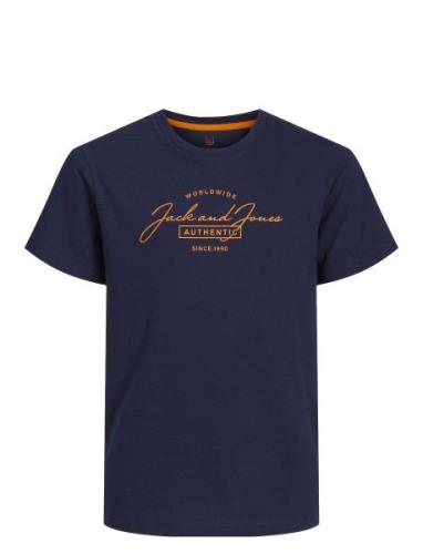 Jack & J S Jjferris Tee Ss Crew Neck Jnr Marinblå