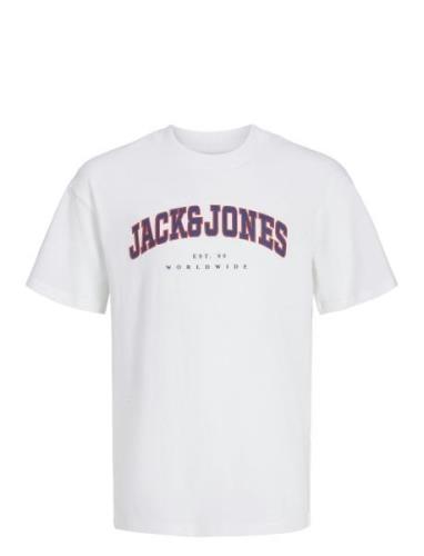 Jack & J S Jjecaleb Varsity Tee Ss O-Neck Noos Jnr Vit