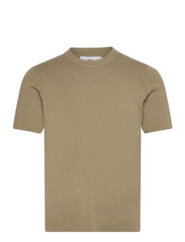 Mango Knit Cotton T-Shirt Khaki Green