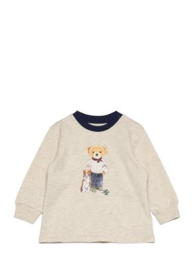 Ralph Lauren Baby Polo Bear Cotton Jersey Long-Sleeve Tee Beige