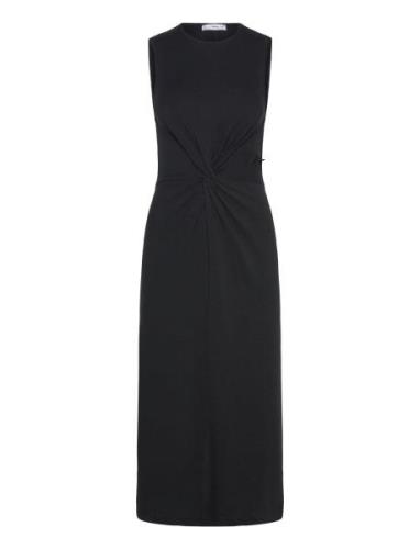 Mango Midi-Dress With Draped Detail Svart