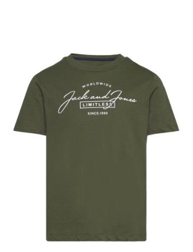 Jack & J S Jjferris Tee Ss Crew Neck Jnr Khaki Green