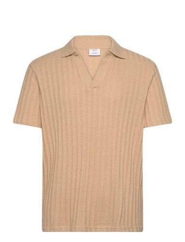 Mango Regular-Fit Ribbed Cotton Polo Shirt Beige