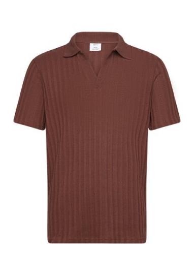 Mango Regular-Fit Ribbed Cotton Polo Shirt Burgundy