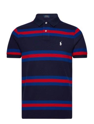 Polo Ralph Lauren Custom Slim Fit Striped Mesh Polo Shirt Marinblå