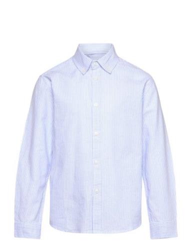 Mango Striped Oxford Shirt Blå