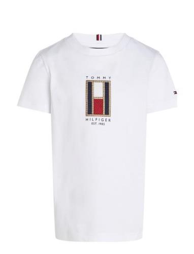 Tommy Hilfiger Flag Embroidered Reg Tee Ss Vit