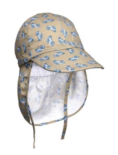 Melton Cap W/Neck & Tie W/Print Beige