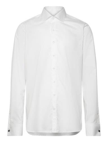 Oscar Jacobson Slim Fit Cut Away Double Cuff Shirt Vit