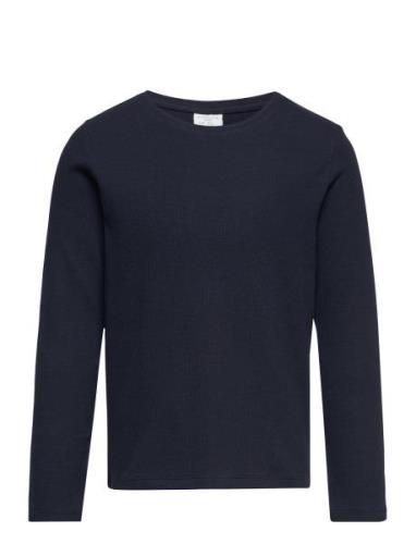 Lindex Top L S Basic Rib Marinblå