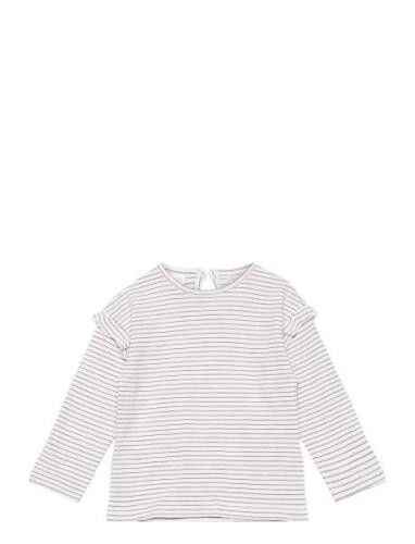 Mango Striped Long Sleeves T-Shirt Vit