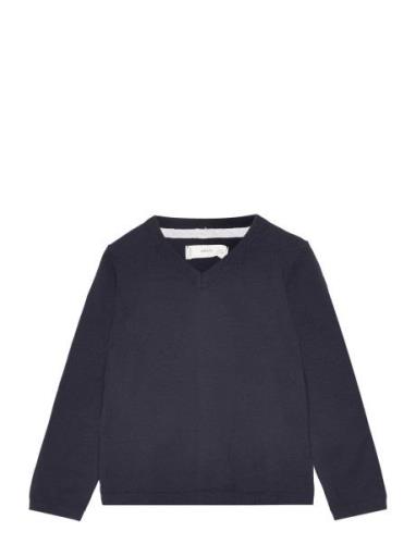 Mango V-Neck Sweater Marinblå