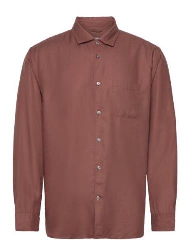 Mango 100% Tencel Shirt With Pocket Röd