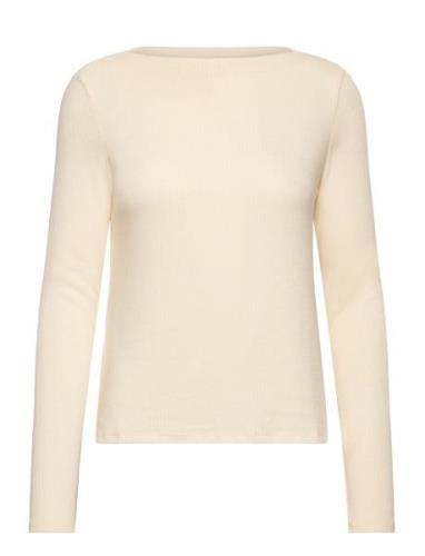 Mango Boat Neck T-Shirt Beige