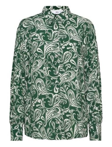 Mango Printed Flowy Shirt Grön