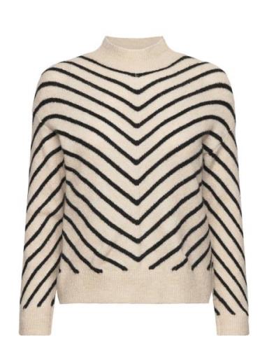 Mango Stripe-Print Sweater With Perkins Neck Kräm