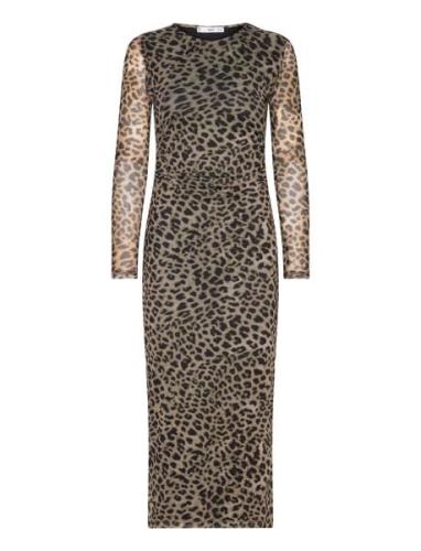 Mango Animal-Print Midi-Dress Brun