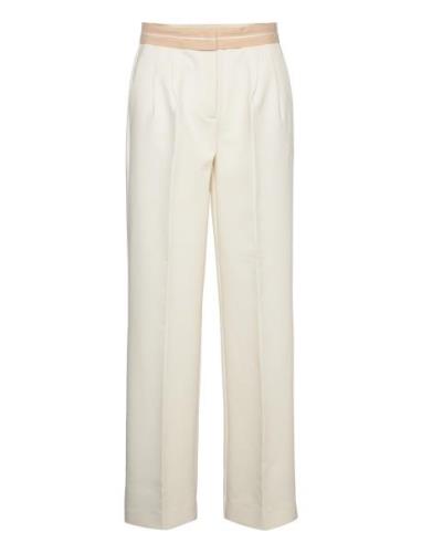 Mango Pleated Trousers With Turn-Up Waist Beige