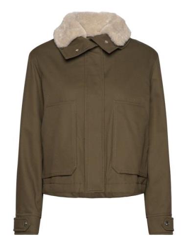 Mango Parka With Detachable Fur-Effect Collar Grön