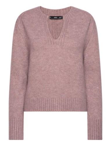 Mango V-Neck Round-Neck Sweater Rosa