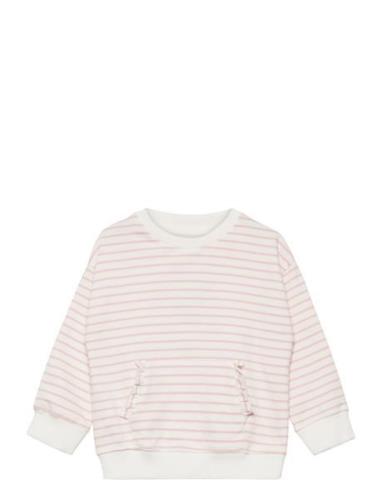 Mango Striped Cotton-Blend Sweatshirt Rosa