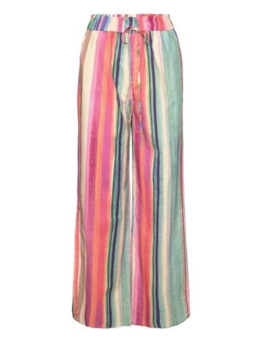 Mango Multi-Coloured Striped Linen Trousers Multi/patterned