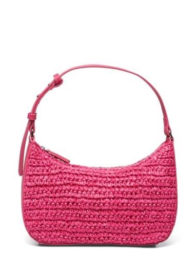 Mango Natural Fibre Shoulder Bag Rosa