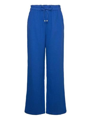 Mango Elastic Waist Cotton Trousers Blå