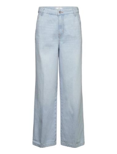 Mango Mid-Rise Straight Jeans Blå