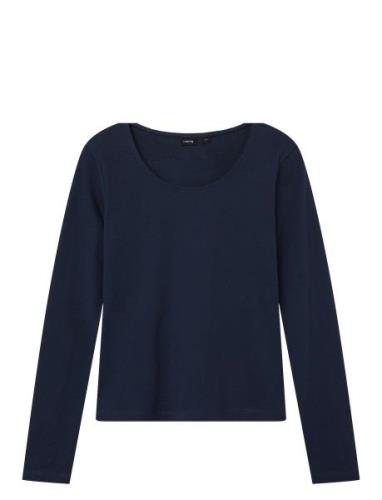 LMTD Nlfnove Ls Deep O-Neck Short Top Marinblå