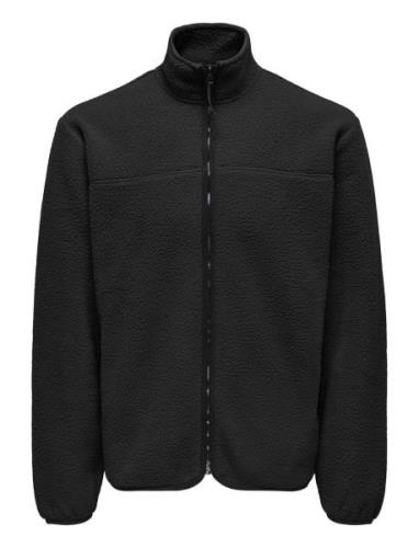 ONLY & SONS Onsemilio Reg Fullzip Highneck Swt Vd Svart