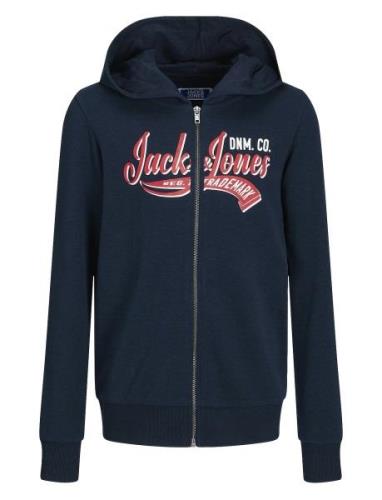 Jack & J S Jjelogo Sweat Zip 2Col Ss24 Noos Jnr Marinblå