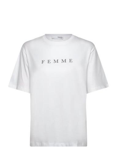 Selected Femme Slfvilja Ss Printed Tee W Noos Vit