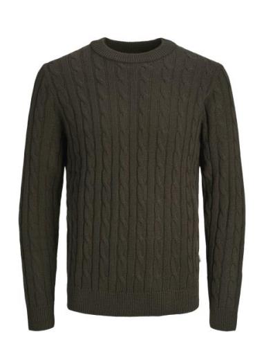 Jack & J S Jjeross Knit Crew Neck Sn Khaki Green