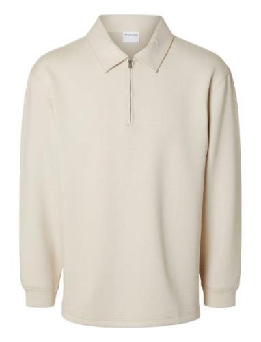 Selected Homme Slhrelax-Emanuel Soft Polo Zip Sweat Ex Kräm