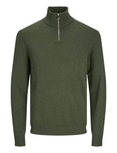 Jack & J S Jjeemil Knit Half Zip Noos Khaki Green