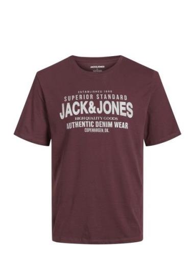 Jack & J S Jjjeans Tee Ss O-Neck Ln Burgundy