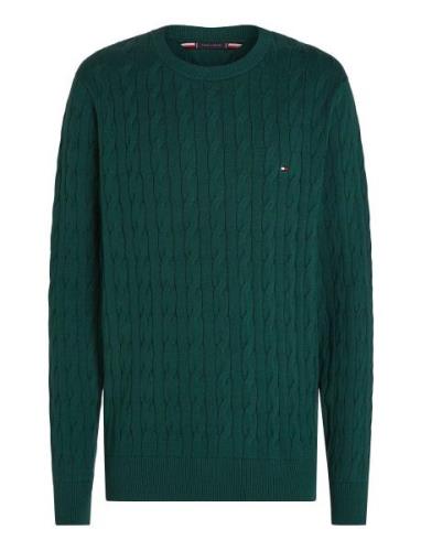 Tommy Hilfiger Classic Cotton Cable Crew Neck Grön