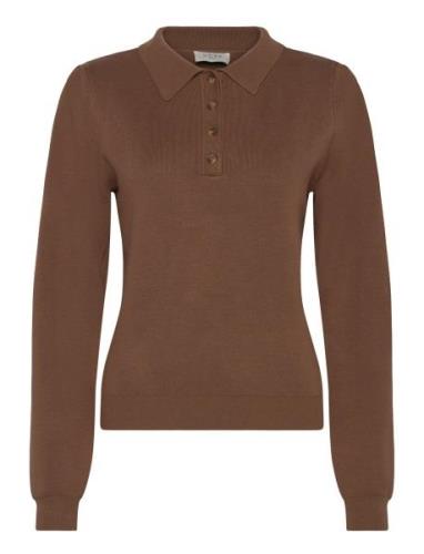 NORR Als Polo Knit Top Brun