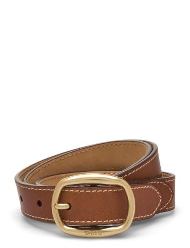 Polo Ralph Lauren Oval-Buckle Leather Belt Brun