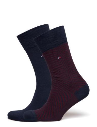 Tommy Hilfiger Th Men Sock 2P Irregular Herringb Marinblå