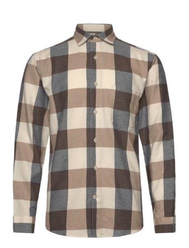 Lindbergh Checked Twill Shirt L/S Beige