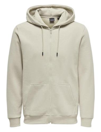 ONLY & SONS Onsceres Zip Thr. Hoodie Sweat Noos Kräm