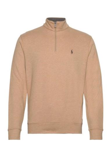 Polo Ralph Lauren Luxury Jersey Quarter-Zip Pullover Beige