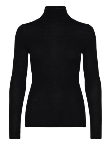 Malina Quinn Thin Turtleneck Wool Top Svart