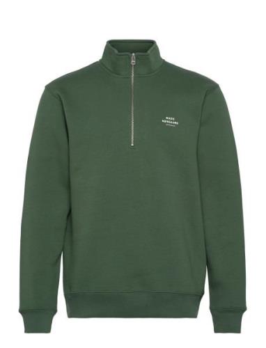 Mads Nørgaard Standard Half Zip Logo Sweat Grön