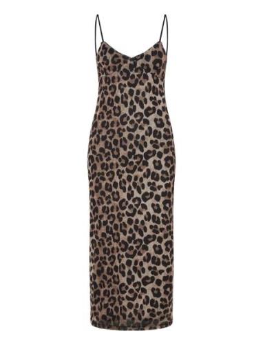 Mango Leopard Midi Dress Brun