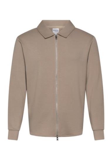 Selected Homme Slhemanuel Soft Full Zip Sweat Noos Beige